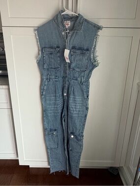 So Me Light Blue Denim Sleeveless Jumpsuit Romper